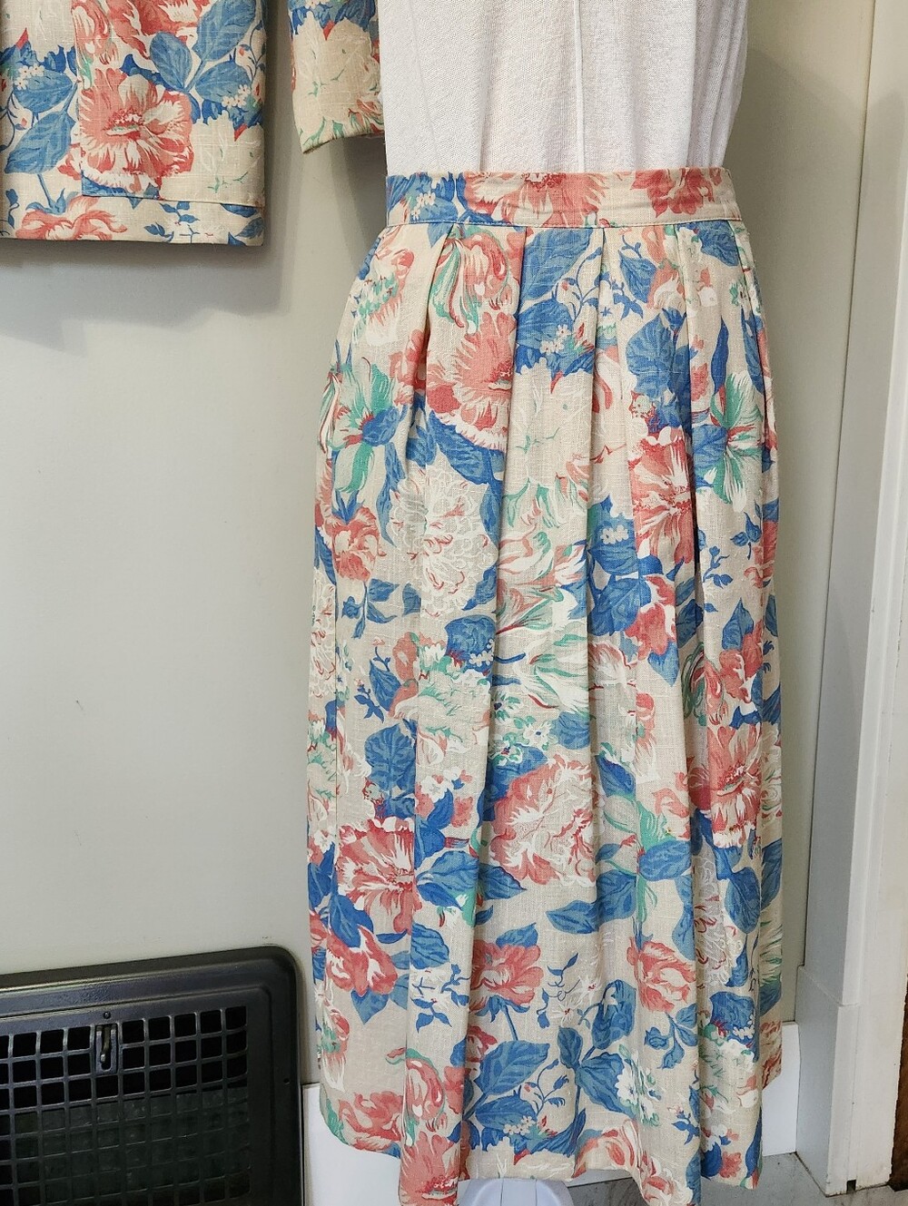 Vintage Floral Blazer Skirt Suit Set Womens 10 Cottagecore Grandmacore 90s - Picture 11 of 16
